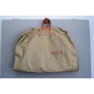 King Ranch Tan Canvas Leather Trim Garment Bag Duffle Suit Travel Bag Monogram